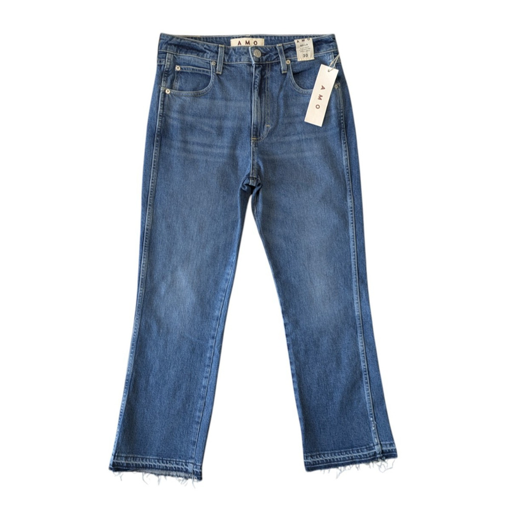 AMO Blue Ankle Crop Straight Jeans